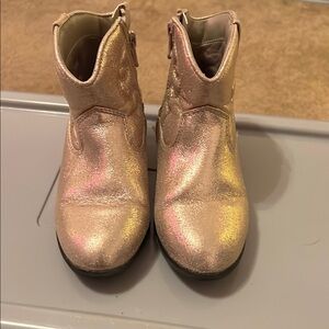 Kids Glittery Gold Ankle Boots